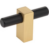 Jeffrey Alexander, Larkin 2, 2 3/8" Pull Knob, Matte Black with Brushed Gold