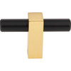 Jeffrey Alexander, Larkin 2, 2 3/8" Pull Knob, Matte Black with Brushed Gold - alt image 1