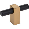 Jeffrey Alexander, Larkin 2, 2 3/8" Pull Knob, Matte Black with Satin Bronze