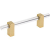 Jeffrey Alexander, Spencer, 3 3/4" (96mm) Bar Pull, Clear with Brushed Gold