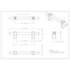 Jeffrey Alexander, Spencer, 3 3/4" (96mm) Bar Pull, Clear with Brushed Gold - technical