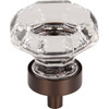 Top Knobs, Additions Crystal, 1 3/8" (35mm) Octagon Knob, Clear Crystal w/ Oil Rubbed Bronze