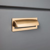 Top Knobs, Lynwood, Hollin, 3 3/4" (96mm) Cup Pull, Brushed Satin Nickel - installed