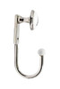 Buck Snort Lodge, Hooks, White Porcelain Letter N, 5" Wall Hook, Shiny Nickel - side view