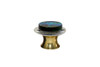 Gemstone Hardware, Small Abalone Shell on Black Granite Knob, Polished Brass