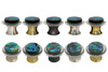 Gemstone Hardware, Small Abalone Shell on Black Granite Knob, Polished Brass - all finishes