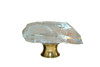 Gemstone Hardware, Crystal Quartz Natural Points, Cabinet Knob, Polished Brass