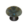 Gemstone Hardware, Worry Stone, Labradorite Knob, Matte Black