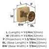 Amerock, Everett, 1 1/4" (32mm) Square Knob, Champagne Bronze - technical