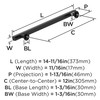 Amerock, Everett, 12" (305mm) Bar Appliance Pull, Matte Black - technical