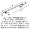 Amerock, Everett, 18" Bar Appliance Pull, Polished Nickel - technical