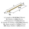 Amerock, Bronx, 10 1/16" (256mm) Bar Pull, Golden Champagne - technical