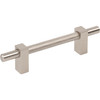 Jeffrey Alexander, Larkin 3, 3 3/4" (96mm) Bar Pull with Knurled Center, Satin Nickel