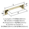 Amerock, Appoint, 5 1/16" (128mm) and 6 5/16" (160mm) Cup Pull, Golden Champagne - technical