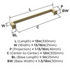 Amerock, Appoint, 12" (305mm) Straight Appliance Pull, Golden Champagne - technical