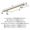 Amerock, Caliber, 10 1/16" (256mm) Bar Pull, Golden Champagne - technical