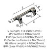 Amerock, Davenport, 3" (76mm) Bar Pull, Gunmetal - technical
