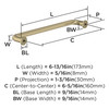 Amerock, Factor, 6 5/16 (160mm) Straight Pull, Golden Champagne - technical