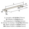 Amerock, Factor, 6 5/16 (160mm) Straight Pull, Satin Nickel - technical