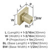 Amerock, Monument, 1 3/16" Square Knob, Golden Champagne - technical