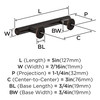 Amerock, Radius, 3" (76mm) Bar Pull, Oil Rubbed Bronze - technical