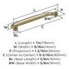 Amerock, Renown, 6 5/16" (160mm) Curved Pull, Golden Champagne - techncial