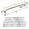 Amerock, Renown, 18" Curved Appliance Pull, Golden Champagne - technical