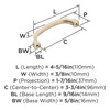 Amerock, Revitalize, 3 3/4" (96mm) Curved Pull, Champagne Bronze - technical