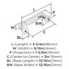 Amerock, Stature, 3" (76mm) Straight Pull, Polished Chrome - technical