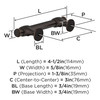 Amerock, Winsome, 3" (76mm) Bar Pull, Oil Rubbed Bronze - technical