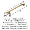 Amerock, Mulholland, 12" (305mm) Appliance Pull, Champagne Bronze - technical