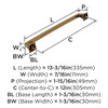 Amerock, Mulholland, 12" (305mm) Appliance Pull, Gilded Bronze - technical