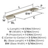 Amerock, Everyday Basics, Angle, 3 3/4" (96mm) Straight Pull, Satin Nickel - technical