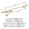 Amerock, Everyday Basics, Angle, 10 1/16" (256mm) Straight Pull, Champagne Bronze - technical