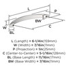 Amerock, Everyday Basics, Arc, 5 1/16" (128mm) Curved Pull, Satin Nickel - technical