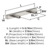 Amerock, Everyday Basics, Bar Pulls Square, 3" (76mm) Bar Pull, Satin Nickel - technical