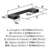 Amerock, Everyday Basics, Cityscape, 3" (76mm) Straight Pull, Oil Rubbed Bronze - technical
