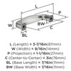 Amerock, Everyday Basics, Franklin, 3" (76mm) Straight Pull, Polished Chrome - technical
