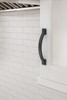 Amerock, Everyday Basics, Sheffield, 3 3/4" (96mm) Curved Pull, Matte Black - installed Amerock, Everyday Basics, Sheffield, 3 3/4" (96mm) Curved Pull, Matte Black - installed