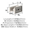 Amerock, Everyday Basics, Socle, 1 7/16" Rectangle Knob, Satin Nickel - technical