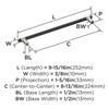 Amerock, Mergence, 8 13/16" (224mm) Bar Pull, Matte Black with Polished Nickel - technical