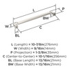 Amerock, Stature, 10 1/16" (256mm) Straight Pull, Polished Nickel - technical