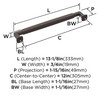 Amerock, Stature, 12" (305mm) Appliance Pull, Oil Rubbed Bronze - technical