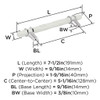 Amerock, Carrione, 5 1/16" (128mm) Bar Pull, Marble White / Polished Chrome - technical