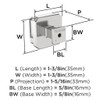 Amerock, Glacio, 1 3/8" (35mm) Premium Square, Clear with Polished Chrome - technical