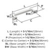 Amerock, Westerly, 3 3/4" (96mm) Straight Pull, Polished Chrome - technical