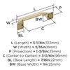 Amerock, Exceed, 3 3/4" (96mm) Straight Pull, Golden Champagne - technical