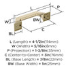 Amerock, Exceed, 3" (76mm) Straight Pull, Golden Champagne - technical