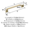 Amerock, Exceed, 6 5/16" (160mm) Straight Pull, Golden Champagne - technical