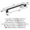 Amerock, Exceed, 7 9/16" (192mm) Straight Pull, Matte Black - technical